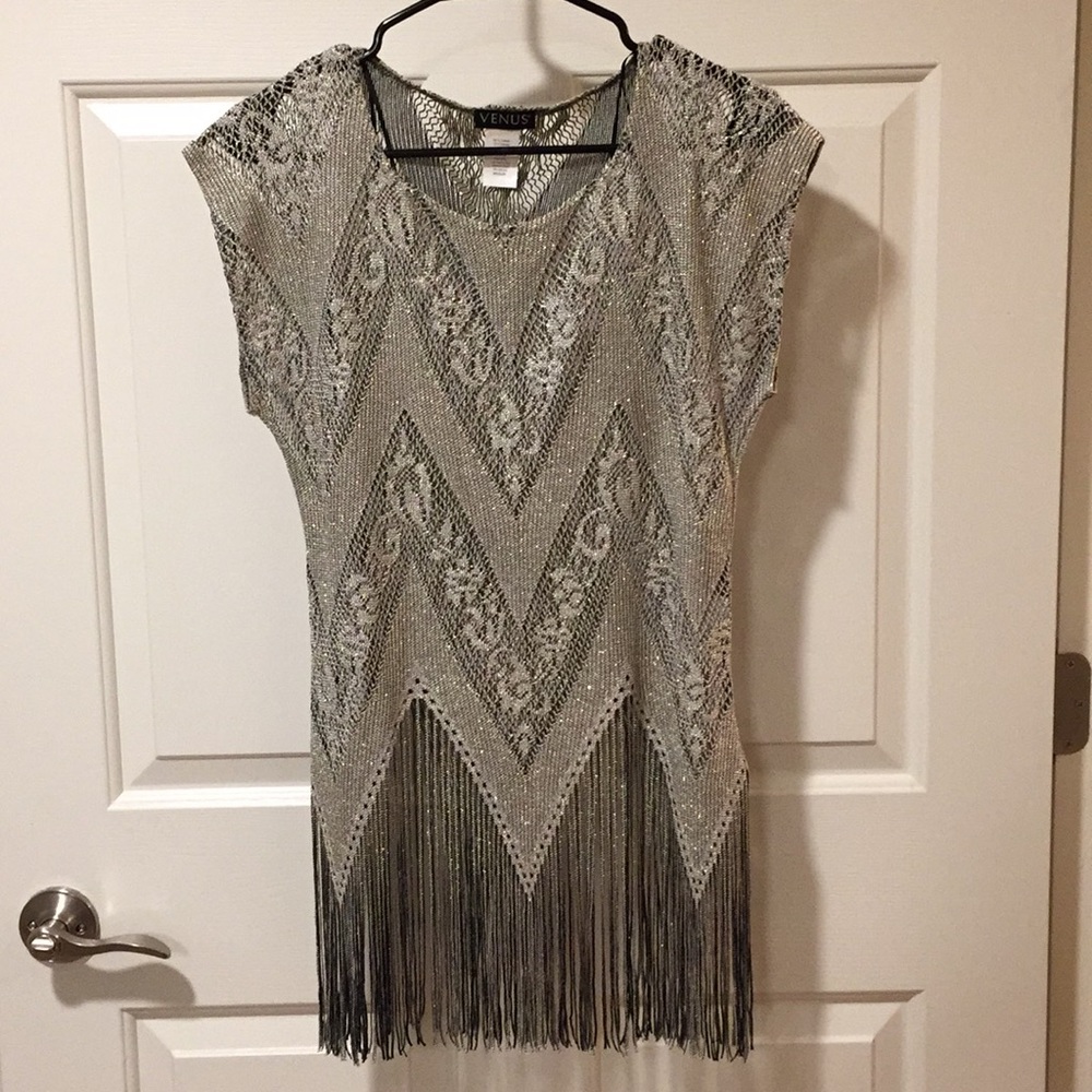 Metallic tassel top